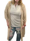 Blumin Belted Hooded Cardigan In Stone In White