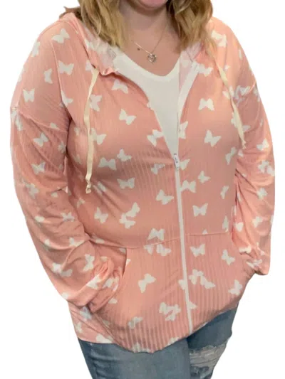 Blumin Butterfly Spring With Pockets Hoodie In Blush In Brown