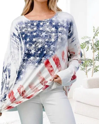 Blumin Long Sleeve Flag Top In Blue