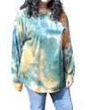 Blumin Tie Dye Long Sleeve Top In Olive In Blue