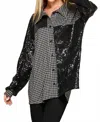 Blumin Upscale Houndstooth Sequin Top In Black In Black