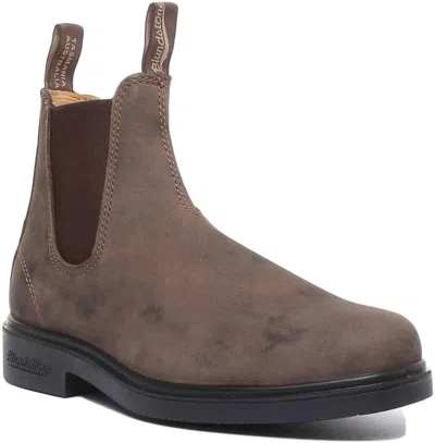 BLUNDSTONE 1306 BOOTS'S RUSTIC BROWN LEATHER ROUND TOE CHELSEA HTAT708