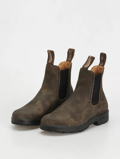 Blundstone 1351 Boots Rustic Brown Leather Elastic Gore Chelsea Htat710 In Green