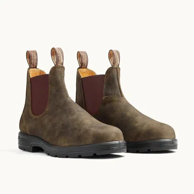 Blundstone 585 Boots Rustic Brown Leather Round Toe Ankle Chelsea Htat704 In Multi