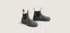 Blundstone 587 Unisex Rustic Black Leather Round Toe Pull-on Ankle Chelsea Boots In Brown