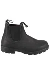 Blundstone Black Leather Boot With Elastic Side Panels In Grey
