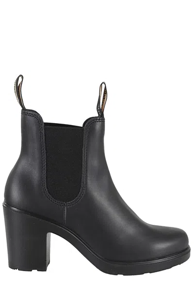 Blundstone Black Water-repellent Leather Ankle Boots With Logo Tab
