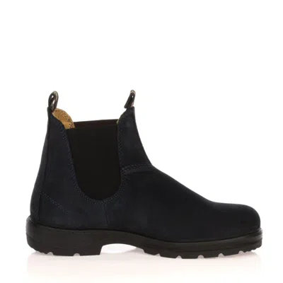 BLUNDSTONE BLUNDSTONE BLUE NABUCK ANKLE BOOT WITH BLACK SIDE ELASTICS