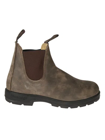 Blundstone Brown Leather Ankle Boots With Elastic Side Panels