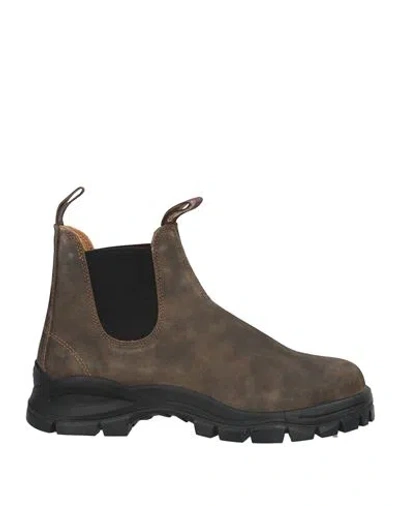 Blundstone Man Ankle Boots Dark Brown Size 11 Leather, Elastic Fibres