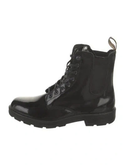 Pre-owned Blundstone Patent Leather Combat Boots In Black