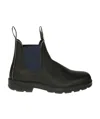 Blundstone Black Leather Boot With Blue Elastic Side Panels In Black