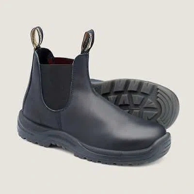 Pre-owned Blundstone Safety Men's Work Series Steel Toe Boots Black - 179, Black