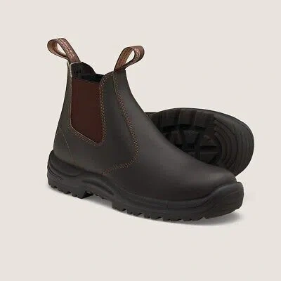 Pre-owned Blundstone Safety Mens Work Series Soft Toe Chelsea Work Boot Brown - 490 Brown