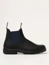 Blundstone Black Leather Boot With Blue Elastic Side Panels In Schwarz