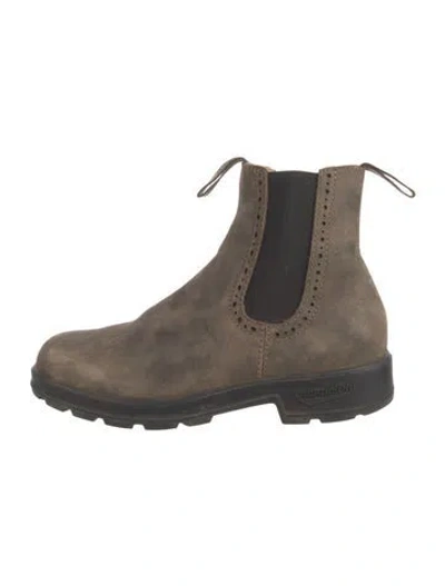 Pre-owned Blundstone Suede Lasercut Accents Chelsea Boots In Brown