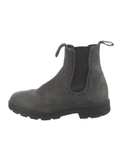 Pre-owned Blundstone Suede Lasercut Accents Chelsea Boots In Grey