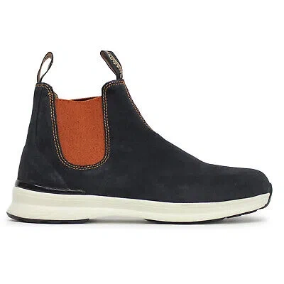 Pre-owned Blundstone Unisex Boots 2147 Casual Pull-on Ankle Chelsea Suede In Navy Burnt Orange