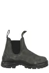 Blundstone Washed Grey Lug Boots With Elastic Side Inserts In Grey