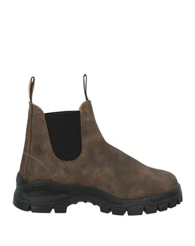 Blundstone Woman Ankle Boots Dark Brown Size 8.5 Leather, Elastic Fibres
