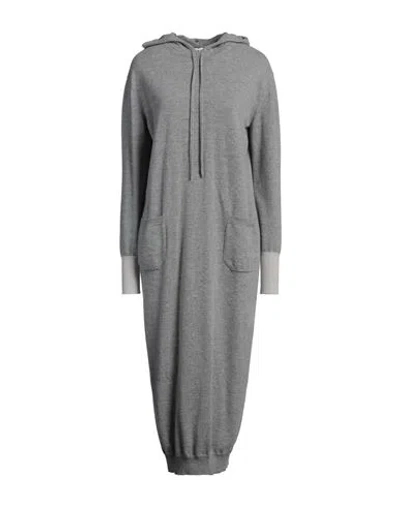 Blunoir Woman Midi Dress Grey Size L Merino Wool, Cashmere