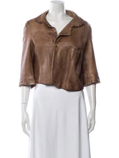 Pre-owned Blur Leather Biker Jacket In Brown