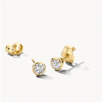 Blush 14k Yellow Gold Zirconia Round Stud Earrings