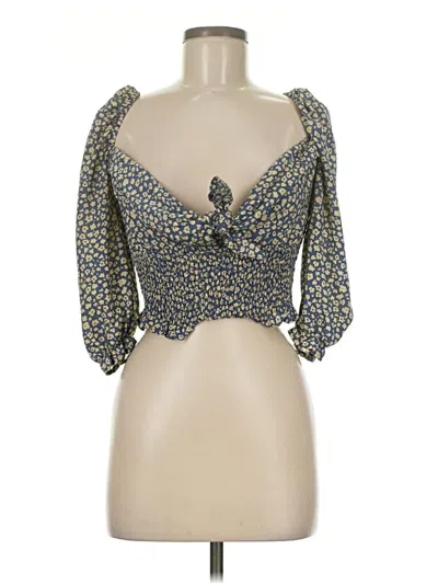 Pre-owned Blush 3/4 Sleeve Blouse In Blue