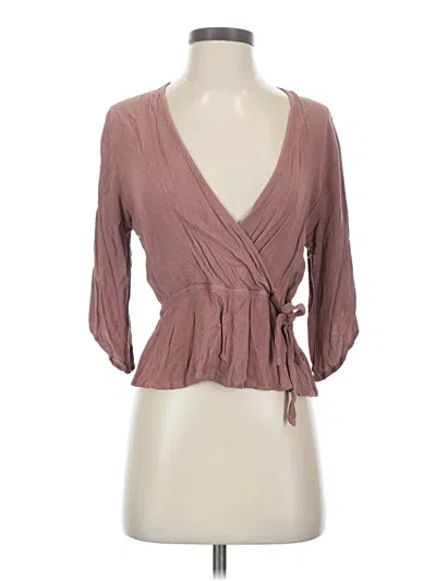 Pre-owned Blush 3/4 Sleeve Blouse In Brown