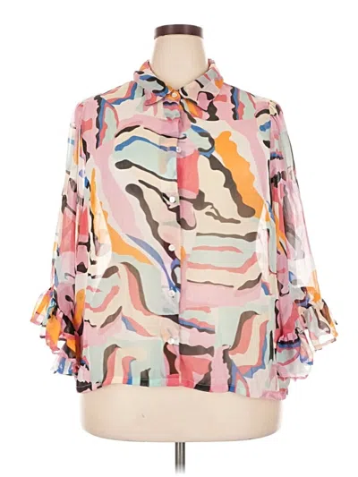 Pre-owned Blush 3/4 Sleeve Blouse In Pink