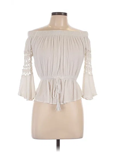 Pre-owned Blush 3/4 Sleeve Blouse In White