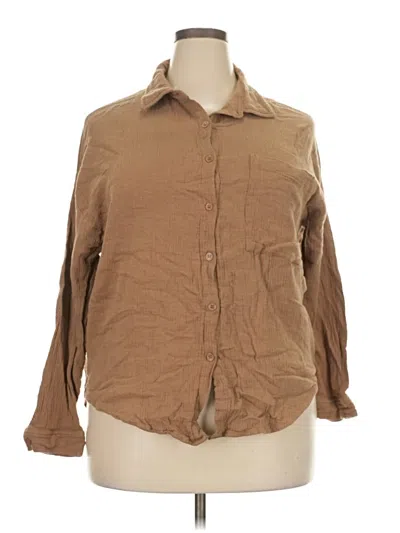 Pre-owned Blush 3/4 Sleeve Button Down Shirt In Brown