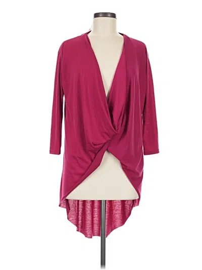 Blush 3/4 Sleeve Top Burgundy Plunge Neckline Tops In Pink