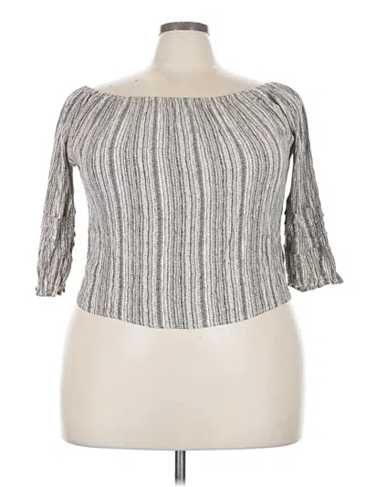 Pre-owned Blush 3/4 Sleeve Top Gray Boatneck Tops