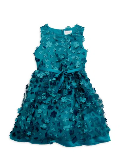 Blush By Us Angels Kids' Girl's Floral A-line Dress In Teal