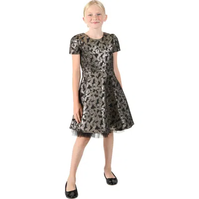 Blush By Us Angels Kids' Metallic Butterfly Brocade Party Dress In Black