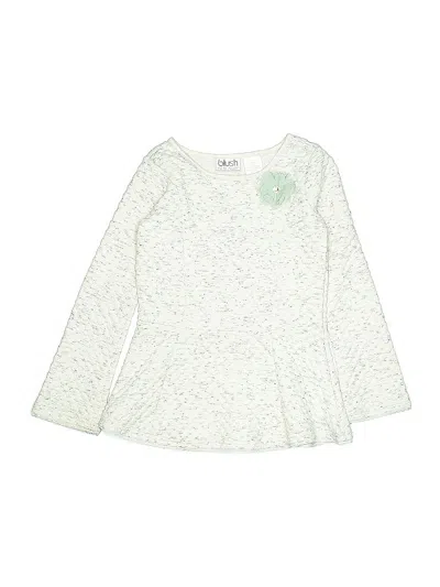 Pre-owned Blush By Us Angels Kids' Long Sleeve Top Ivory Crew Neck Tops In White