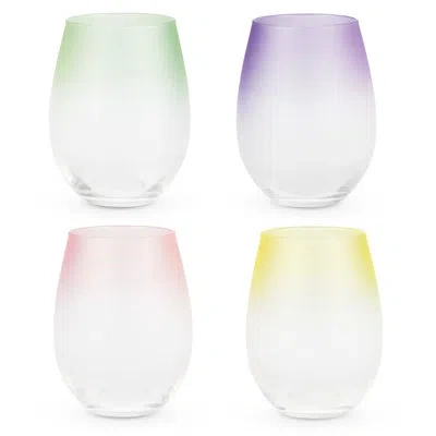 Blush Frosted Ombre Stemless Wine Glasses In Multicolor