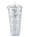 Blush Glam Silver Double Walled Glitter Tumbler, 24 oz