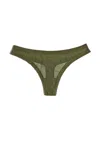Blush Lingerie Mesh Lace Trim Thong Panty In Moss In Pink