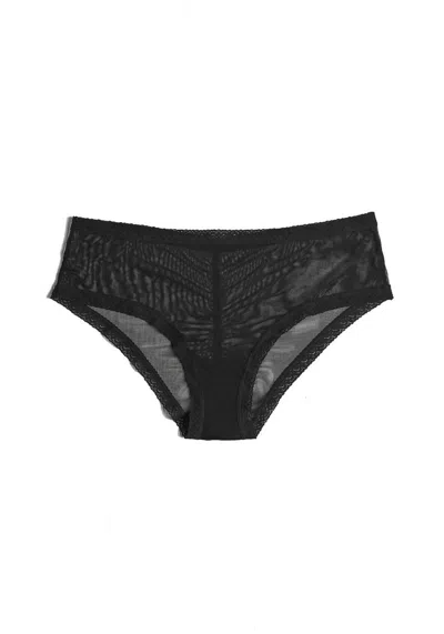 Blush Lingerie Women's Mesh Lace Trim Hipster Panty In Black