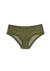 Blush Lingerie Women's Mesh Lace Trim Hipster Panty In Moss In Green