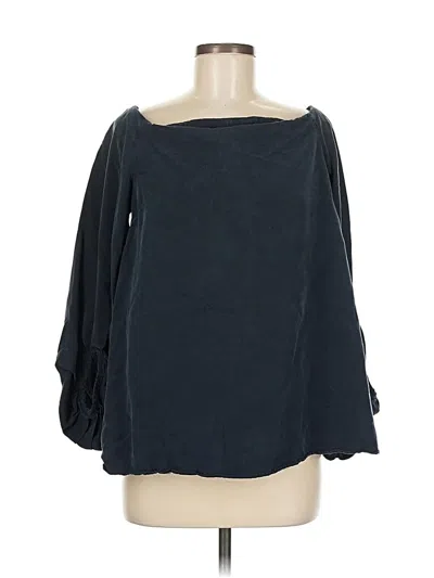 Pre-owned Blush Long Sleeve Blouse In Blue