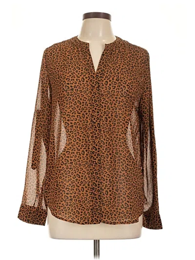 Pre-owned Blush Long Sleeve Blouse In Brown