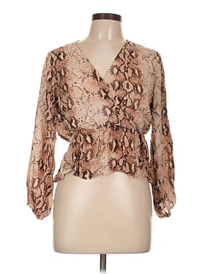 Pre-owned Blush Long Sleeve Blouse In Brown