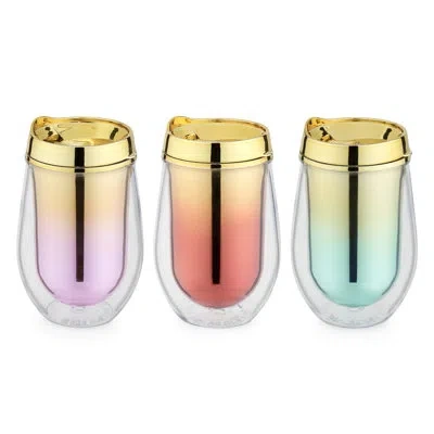 Blush Metallic Ombre Stemless Wine Tumblers In Assorted Colors In Multicolor