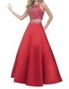 Blush Prom Crystal Embellished Mikado Two Piece Gown In Valentine/hot Pink In Multi