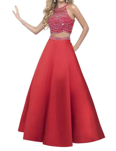 Blush Prom Crystal Embellished Mikado Two Piece Gown In Valentine/hot Pink In Multi