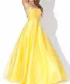 Blush Prom Crystal Embellished Tulle Ballgown In Yellow In Yellow