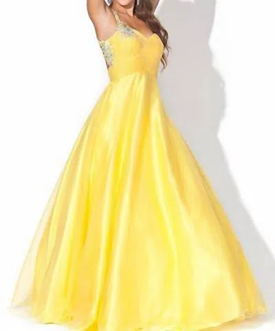 Blush Prom Crystal Embellished Tulle Ballgown In Yellow